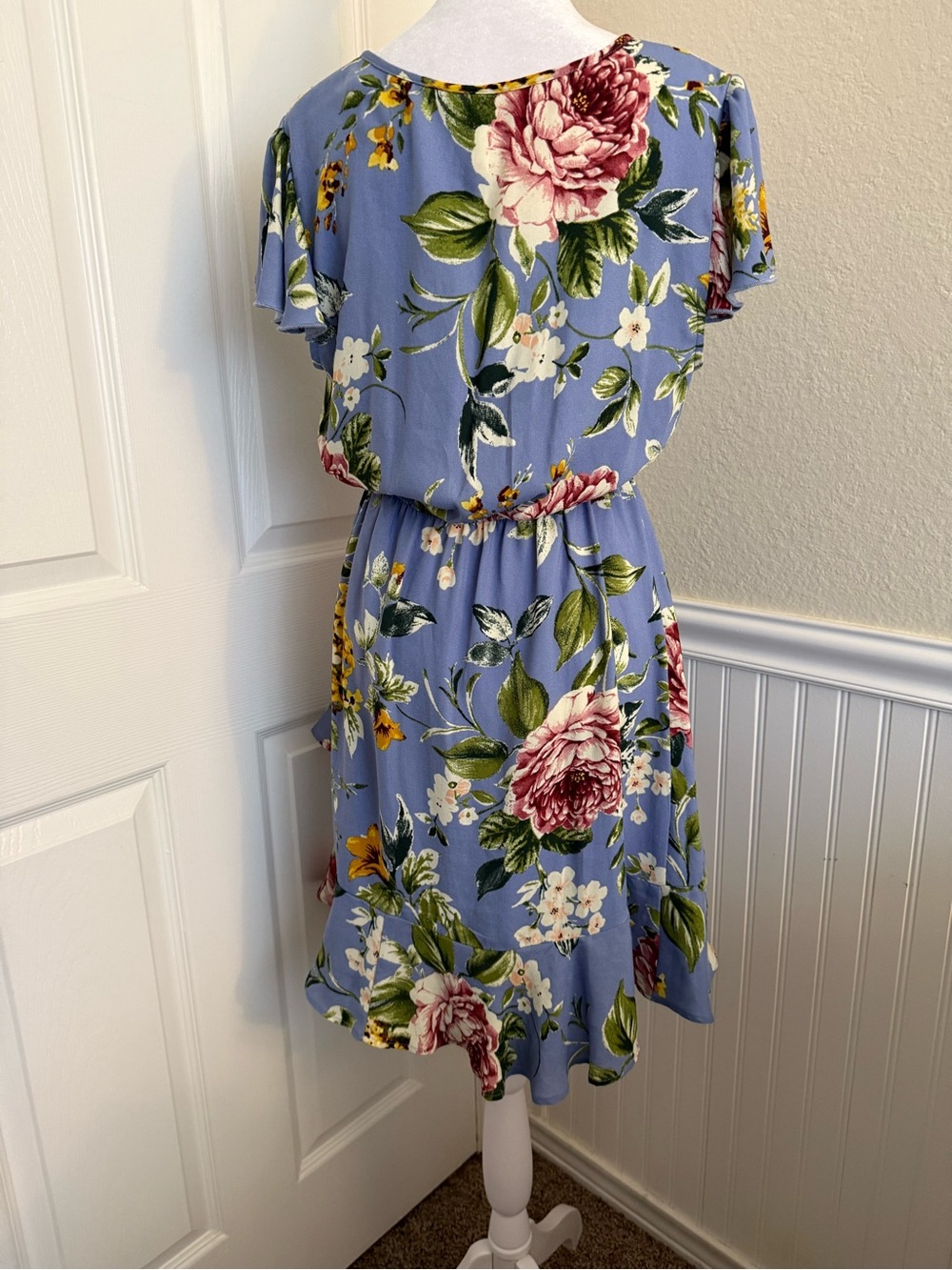Xhilaration Blue Floral Wrap Dress - Picture 5 of 6